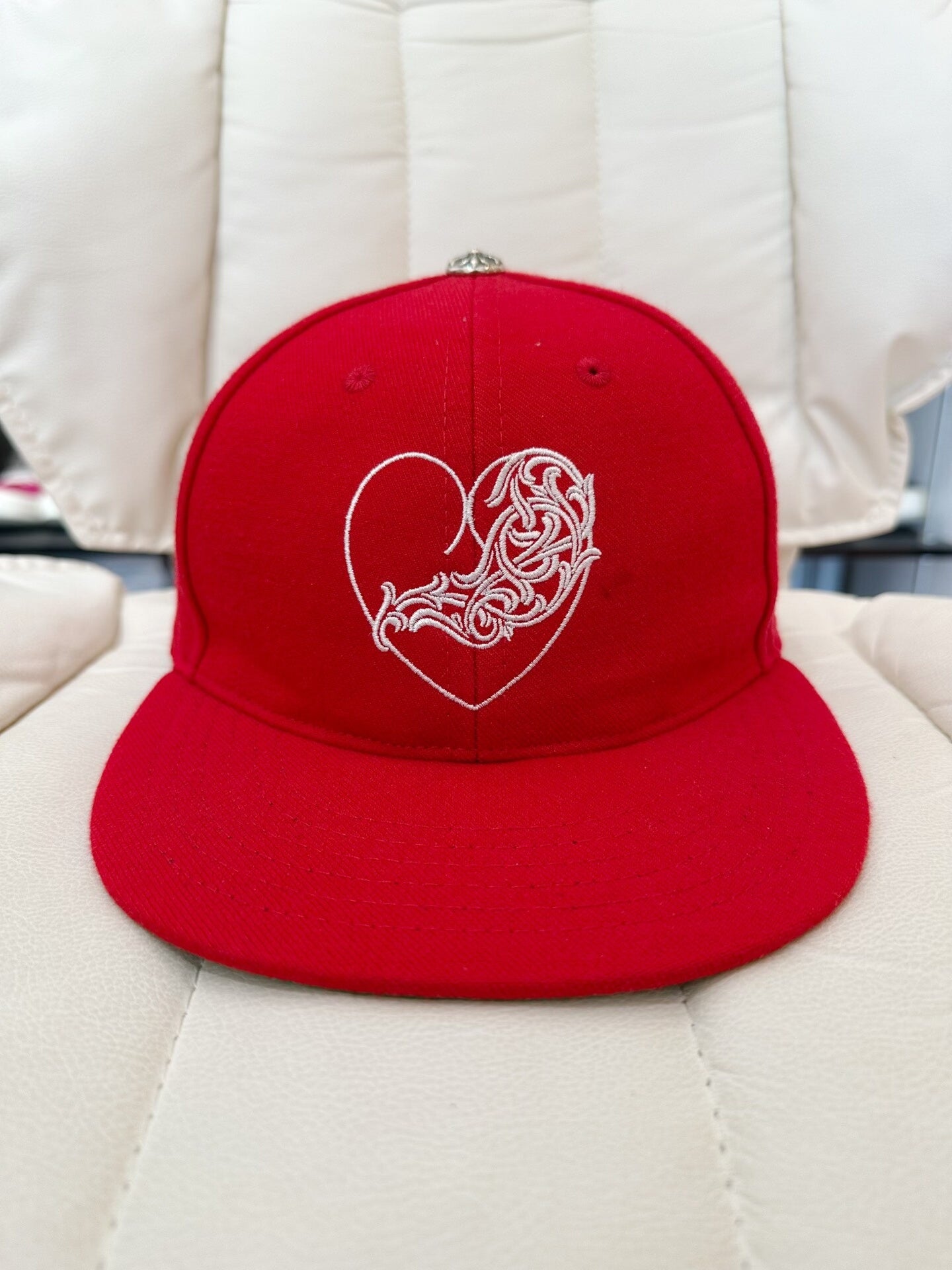 chrome hearts red heart embroidery baseball cap