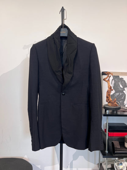 Rick Owens Wrinkled Satin Collared Blazer 46