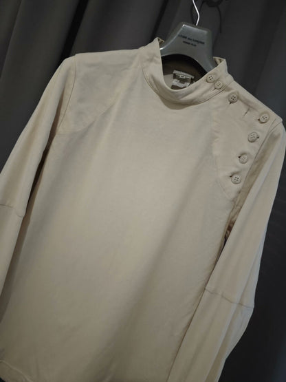 Dries Van Noten Button Mock Neck Tailored Sweatshirt