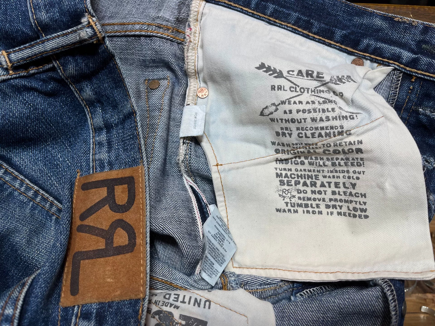vintage distressed double rl denim pants