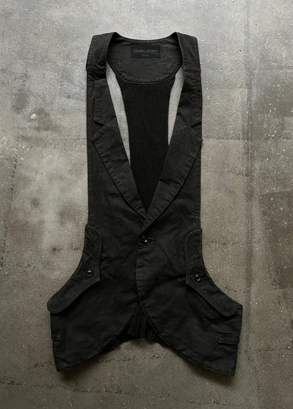 black denim vest with unique design