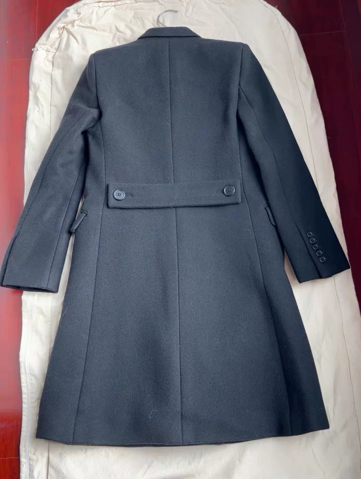 SAINT LAURENT Black Wool Slim Coat Size 36