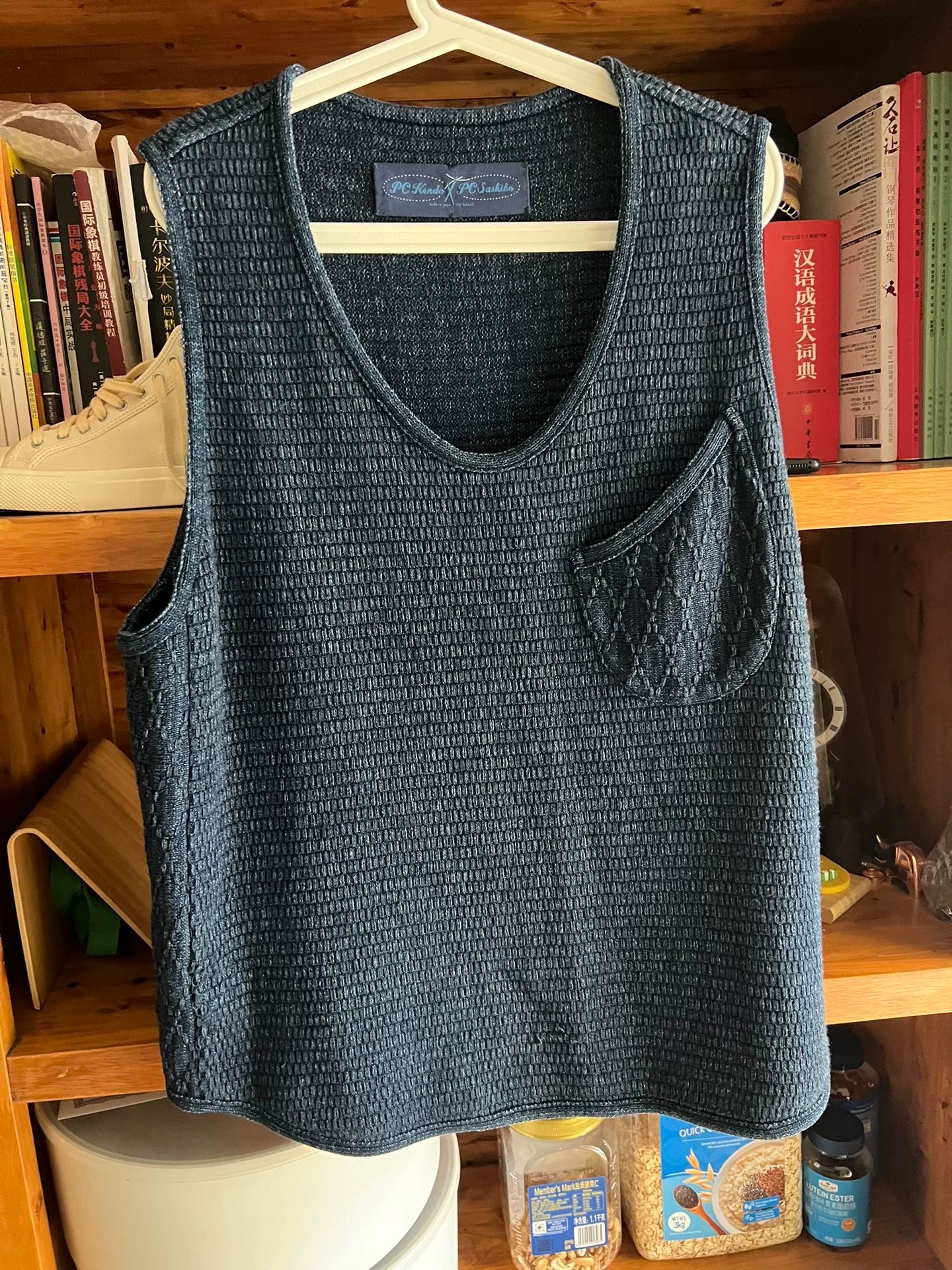 blue sleeveless vest by porter classic