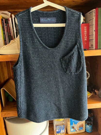 blue sleeveless vest by porter classic