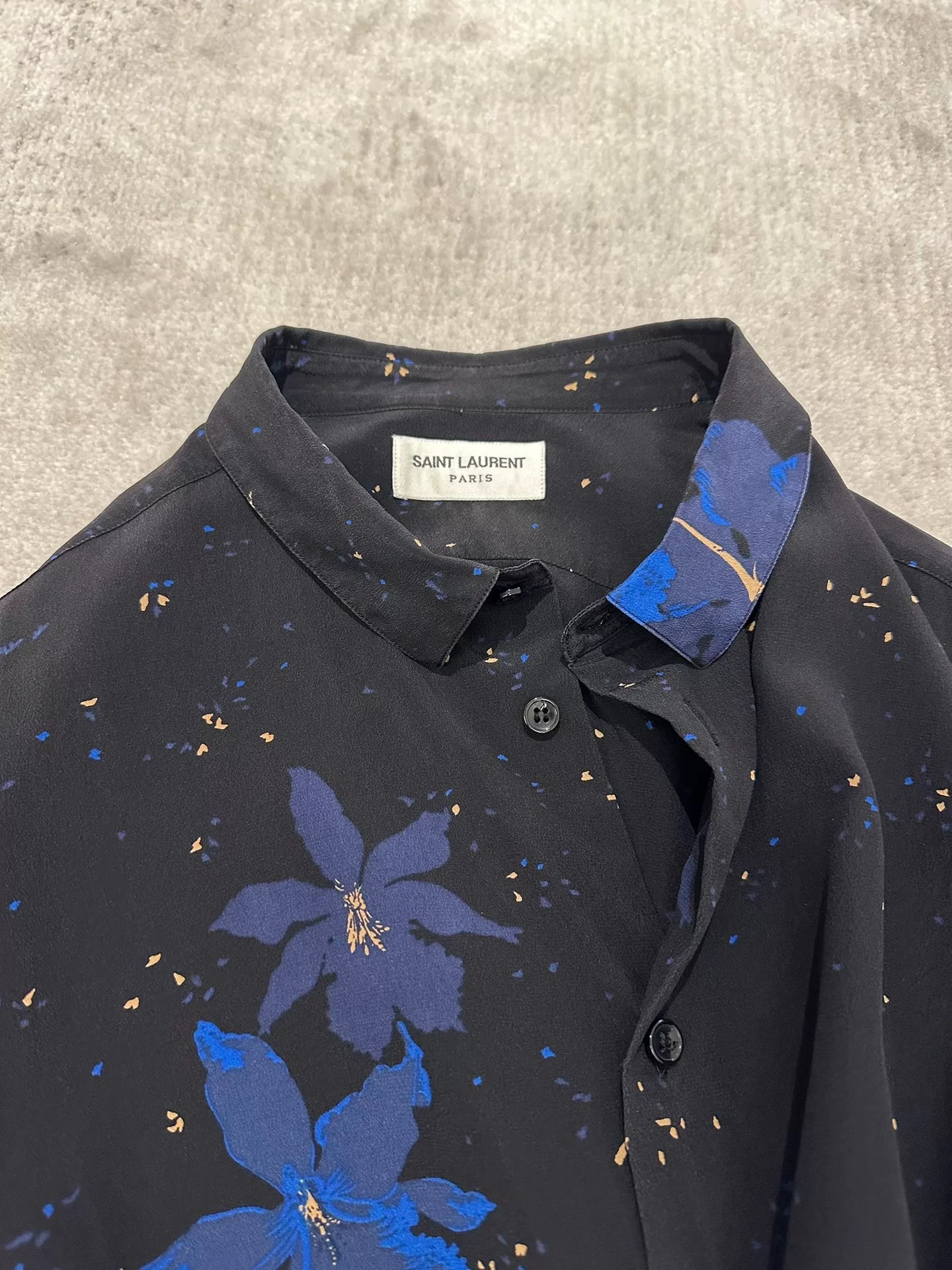 Saint Laurent Black Floral Short-Sleeve Shirt