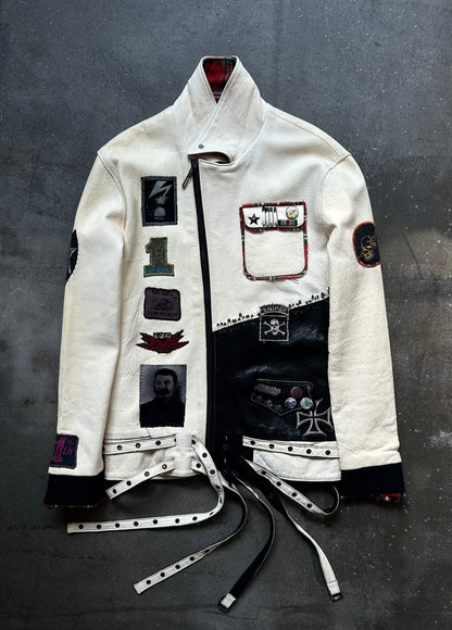 diamond dogs patchwork jacket with plaid collar