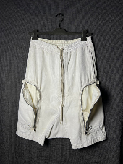 Rick Owens White Waxed Shorts