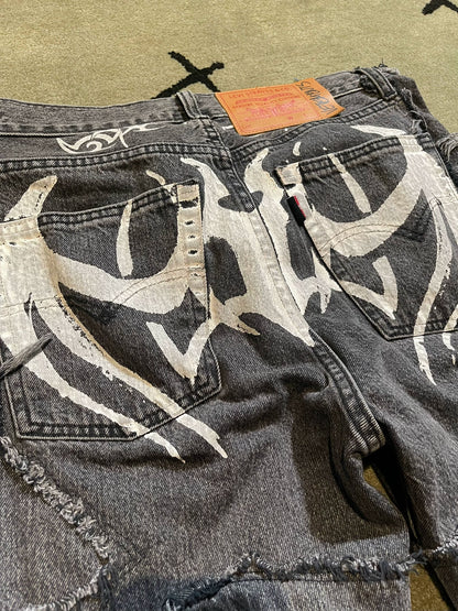 vetements 19 deconstructed tattoo denim pants