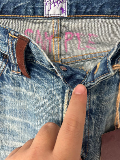 Blue Denim Sample Jeans with Distressing