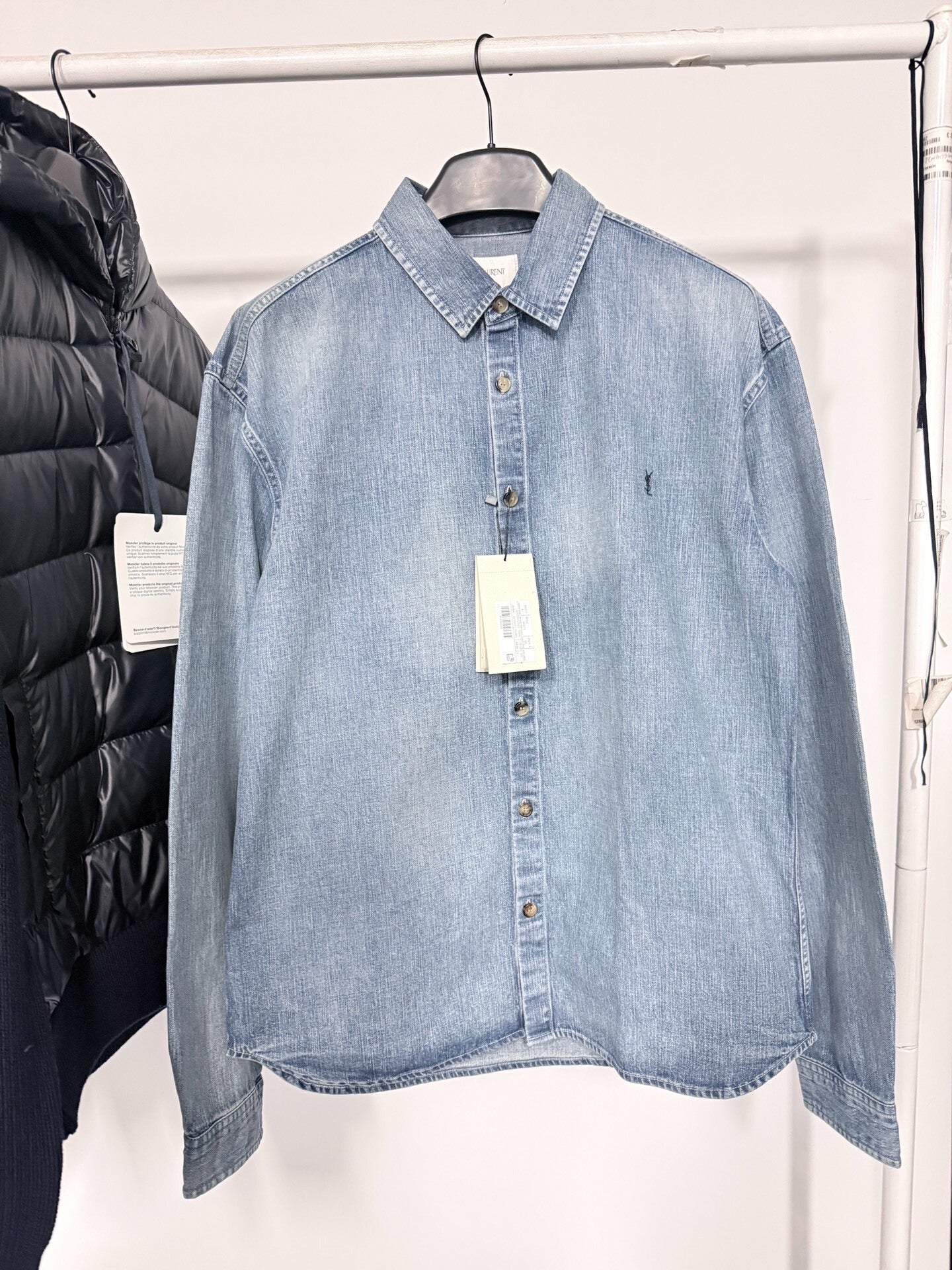 Saint Laurent SS25 Pointed Collar Denim Shirt