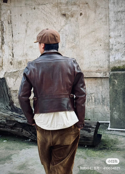 vintage brown goat leather jacket