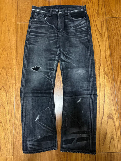 neighborhood lightning washed distressed denim pants