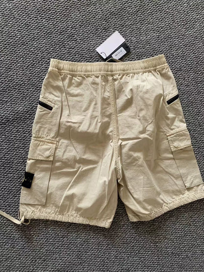 stone island khaki washed cargo shorts