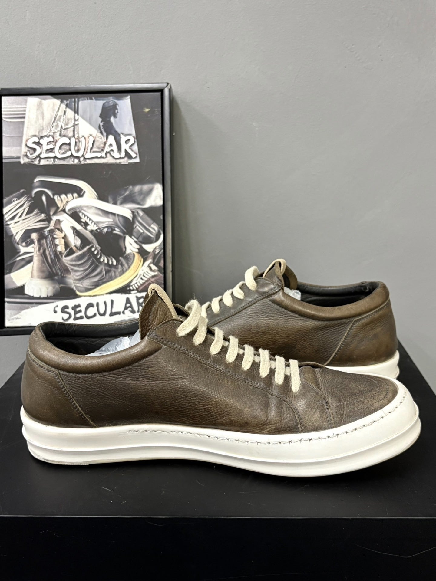 Rick Owens 20FW Low-Top Leather Sneakers