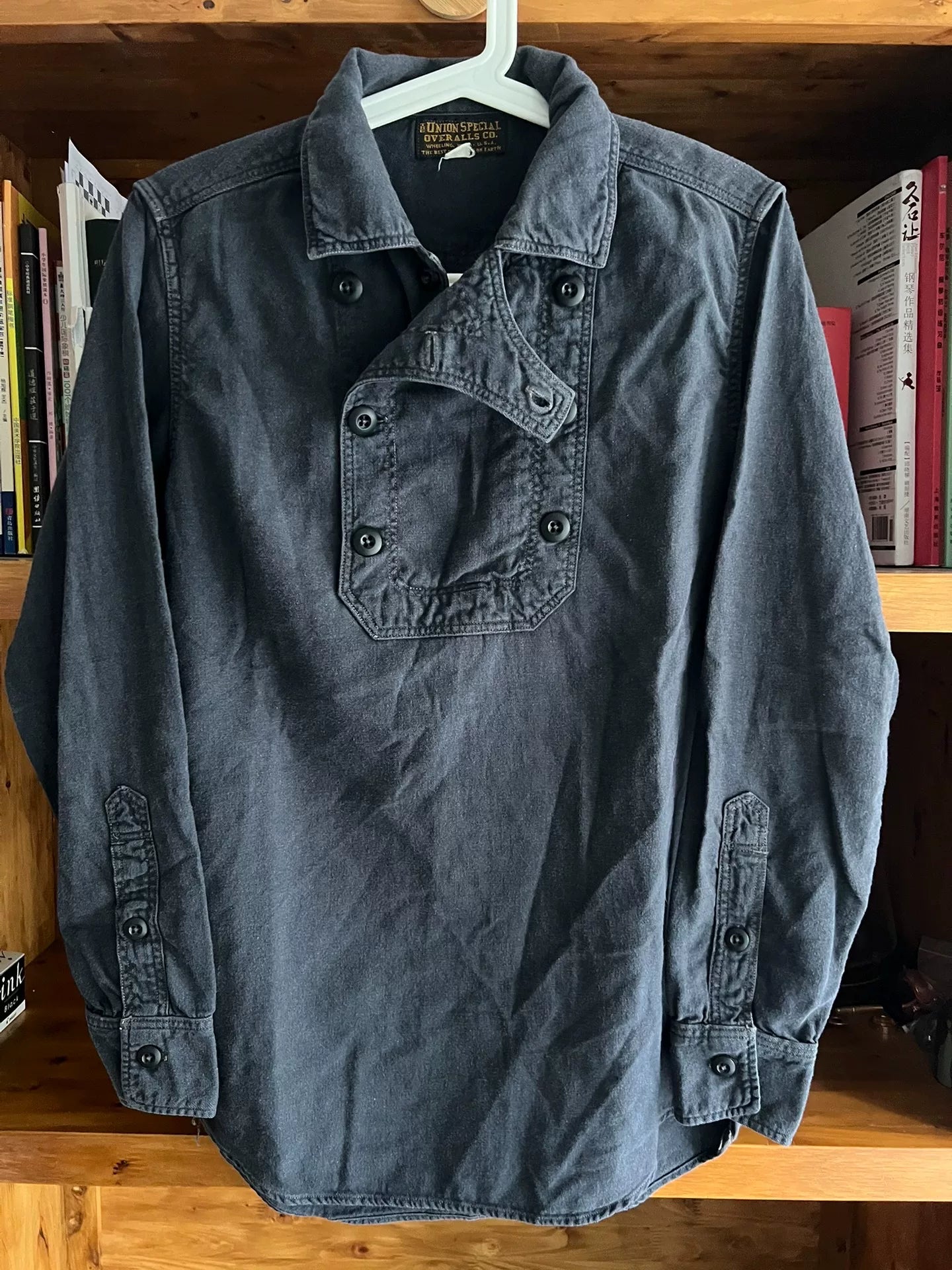 vintage gray-blue military shirt by freewheelers