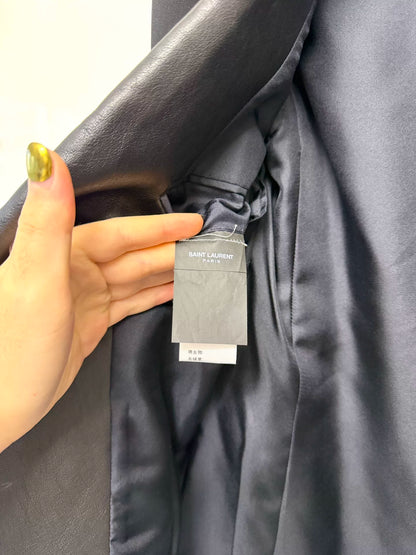 saint laurent leather lapel smoking jacket