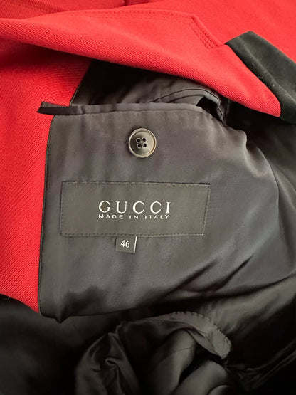 gucci red wool overcoat size 46