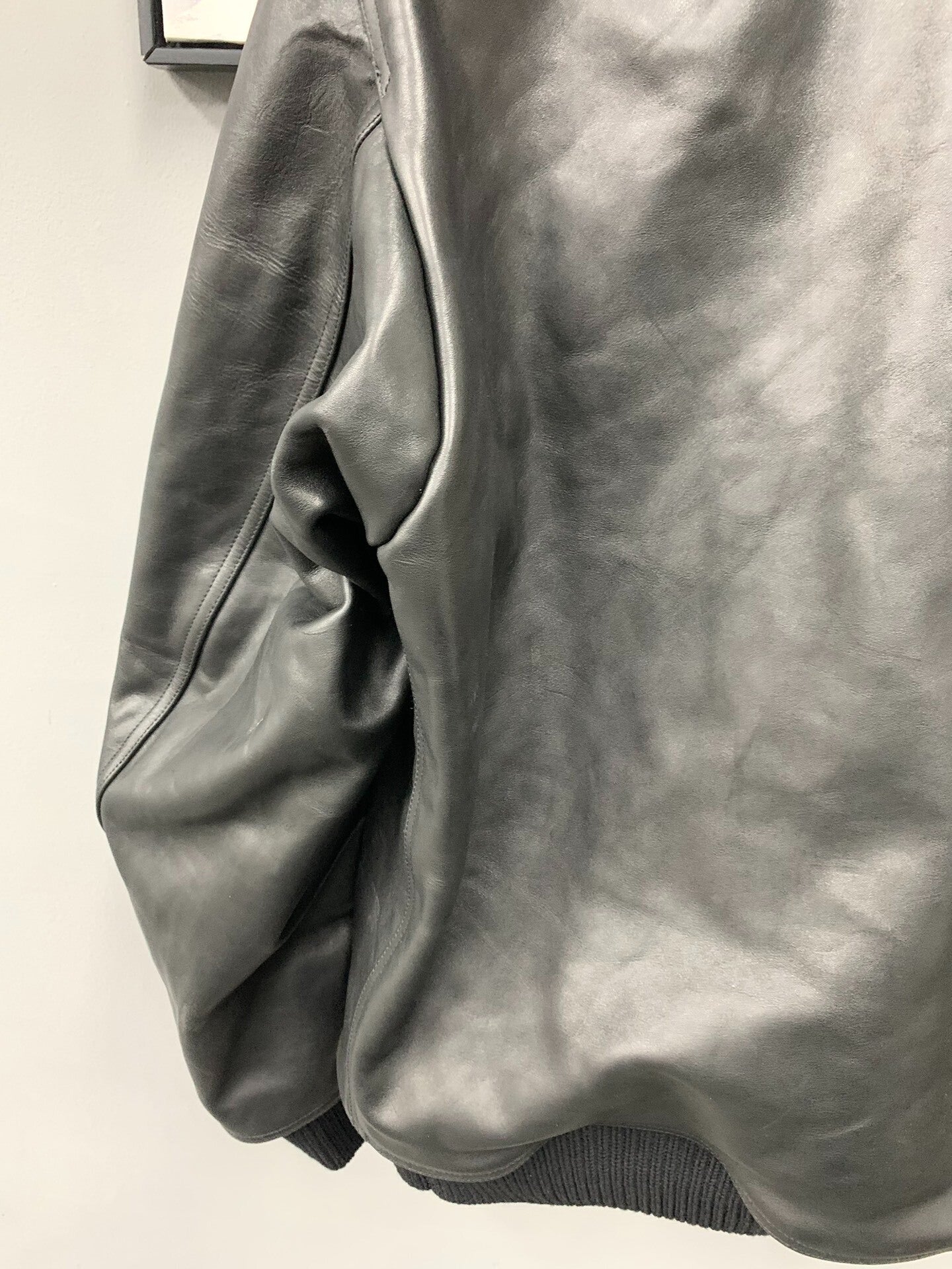 Rick Owens Black Leather Collared Jacket
