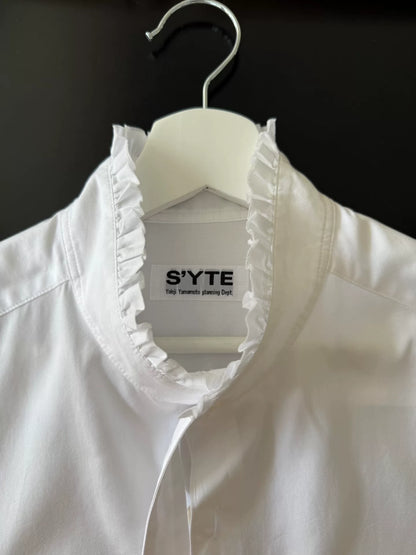 yohji yamamoto white cotton collared shirt