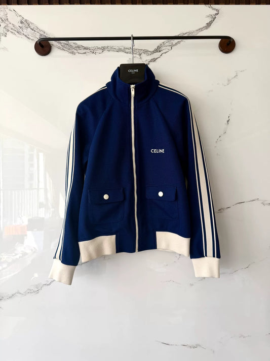 Celine Blue Embroidered Logo Jacket