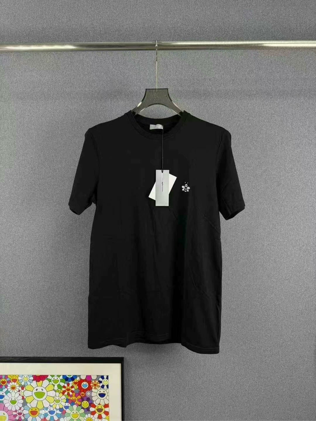 dior black embroidered logo short sleeve shirt