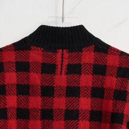 Saint Laurent Men's Checkered Mock Neck Sweater