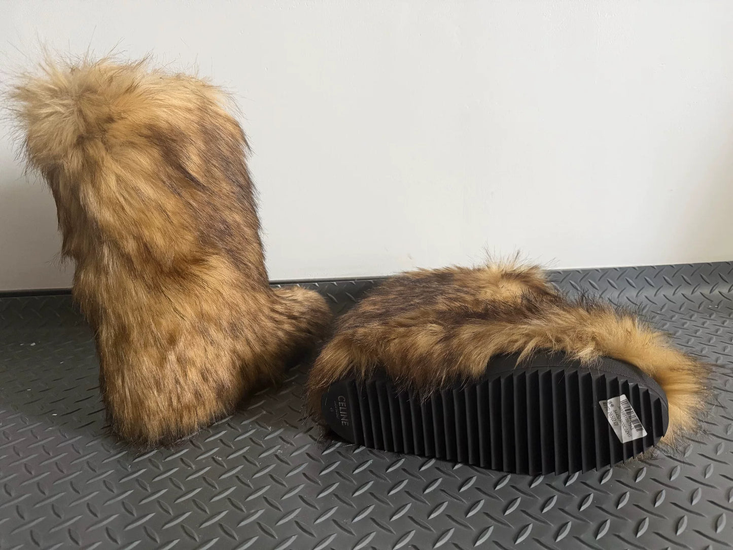 Celine Homme Brown Faux Fur Boots