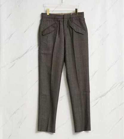 Saint Laurent Men's Checked Drawstring Trousers