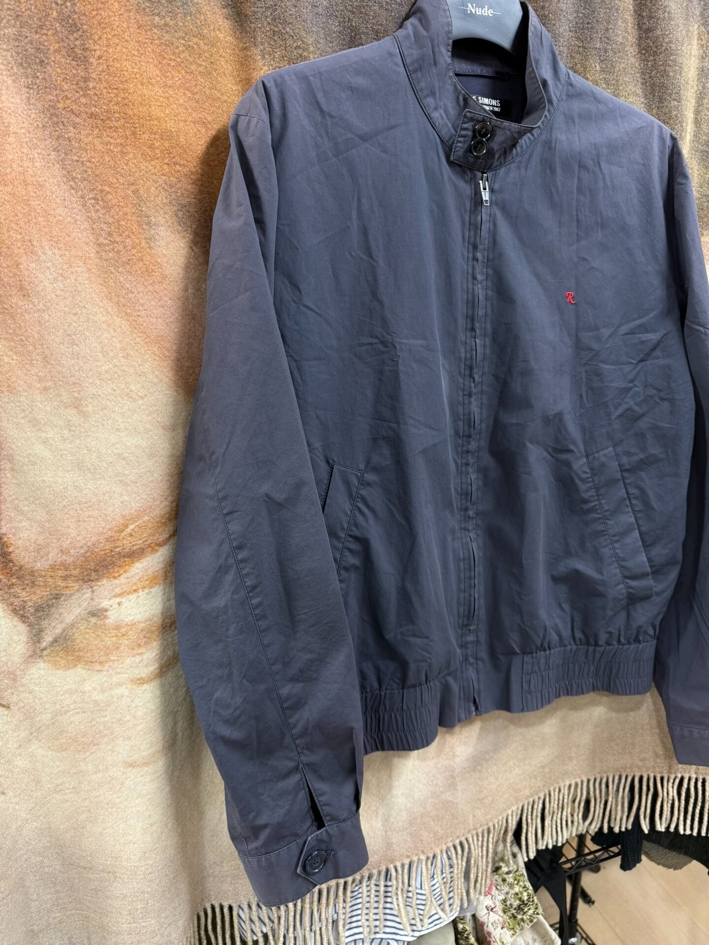 raf simons embroidered jacket with water wash