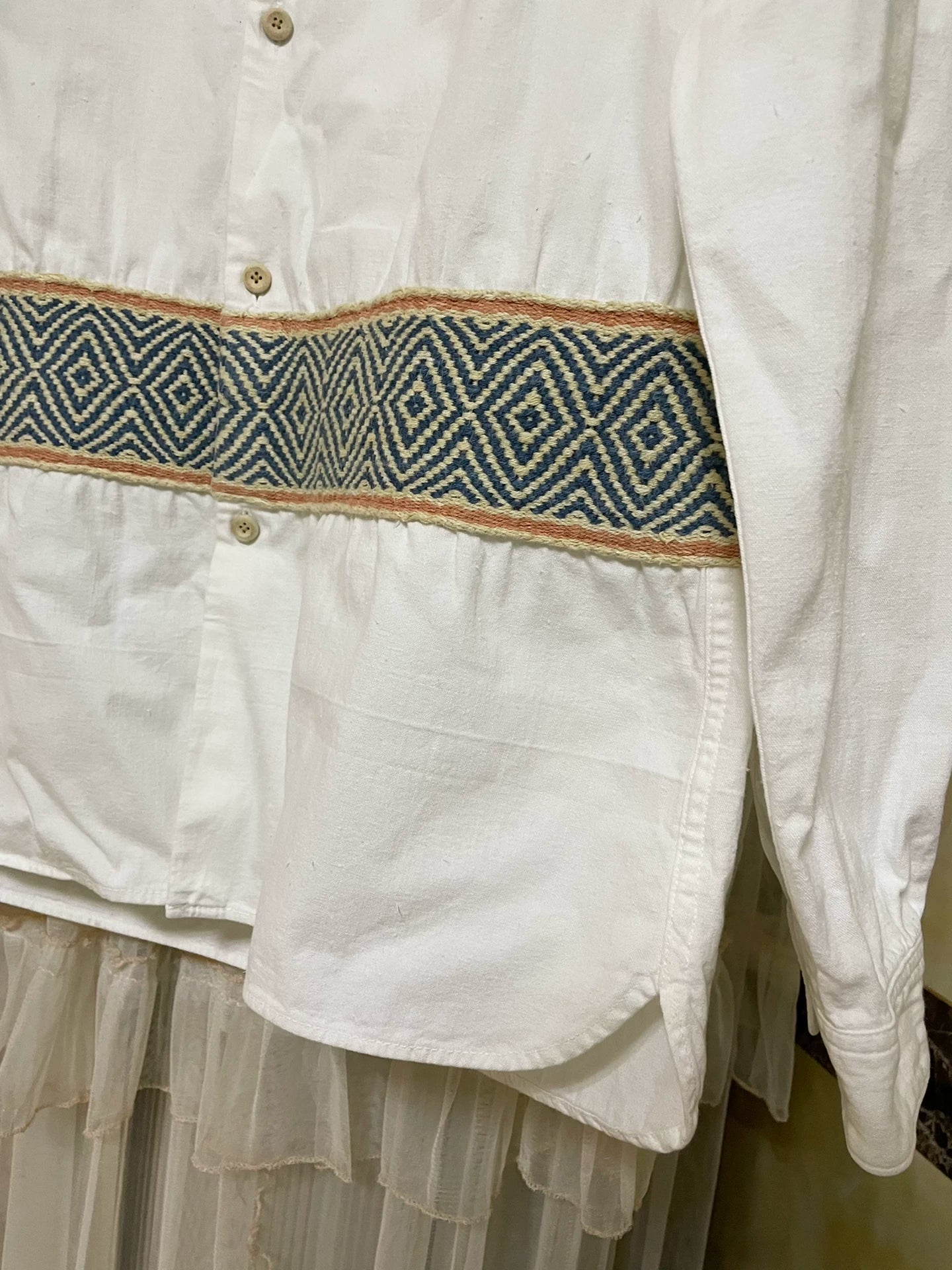 VISVIM Knitted Pattern Paneled Long-Sleeve Shirt