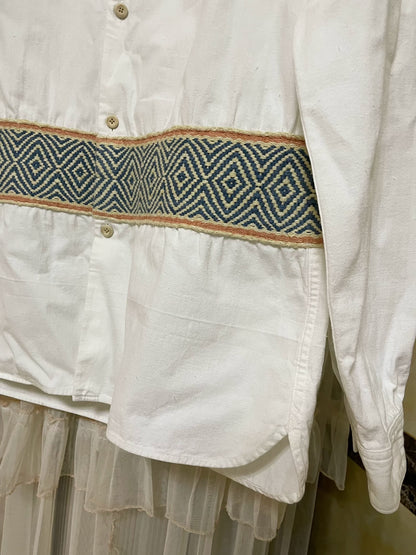 VISVIM Knitted Pattern Paneled Long-Sleeve Shirt