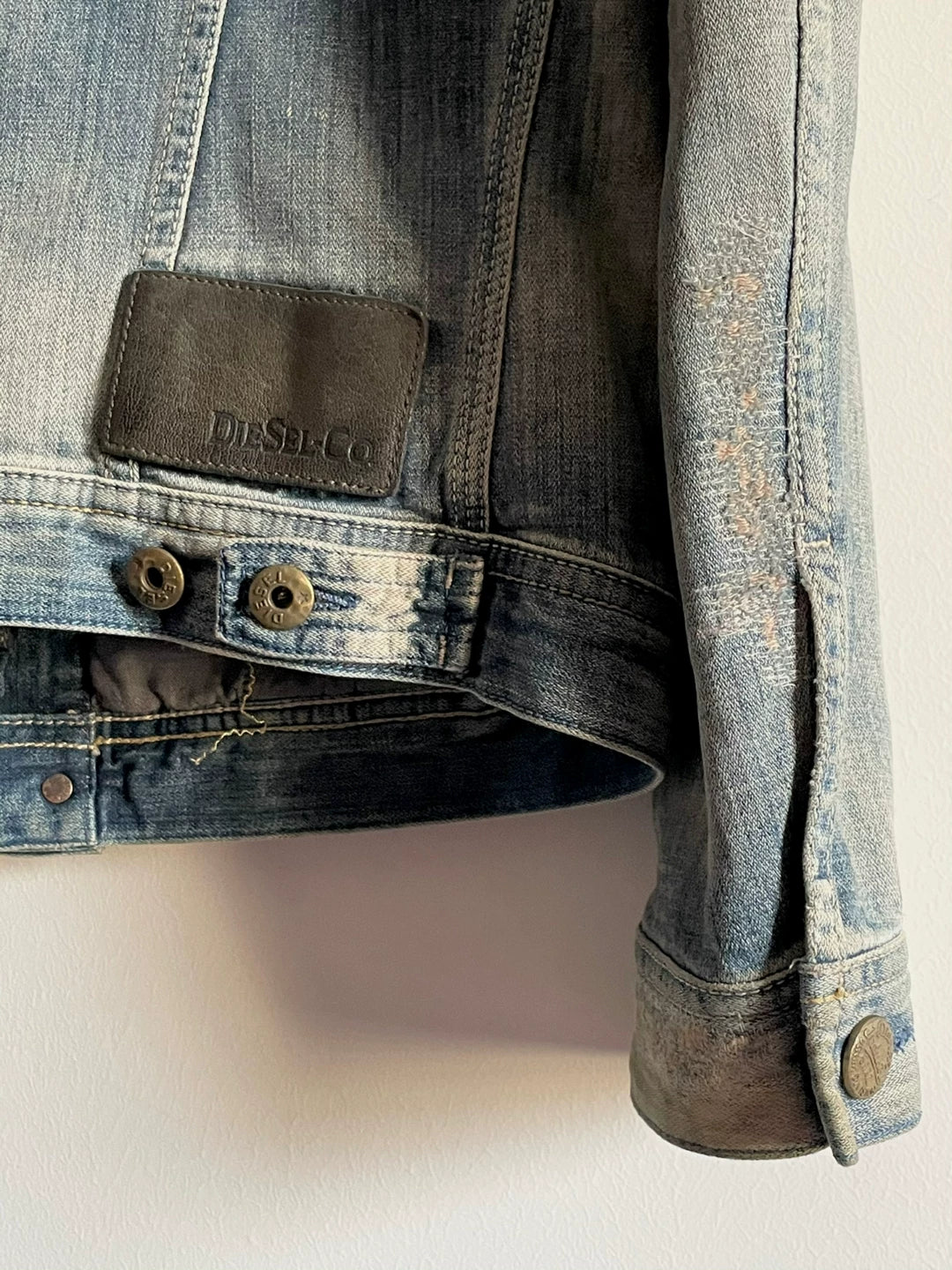 diesel yellow mud distressed denim jacket