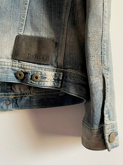 diesel yellow mud distressed denim jacket