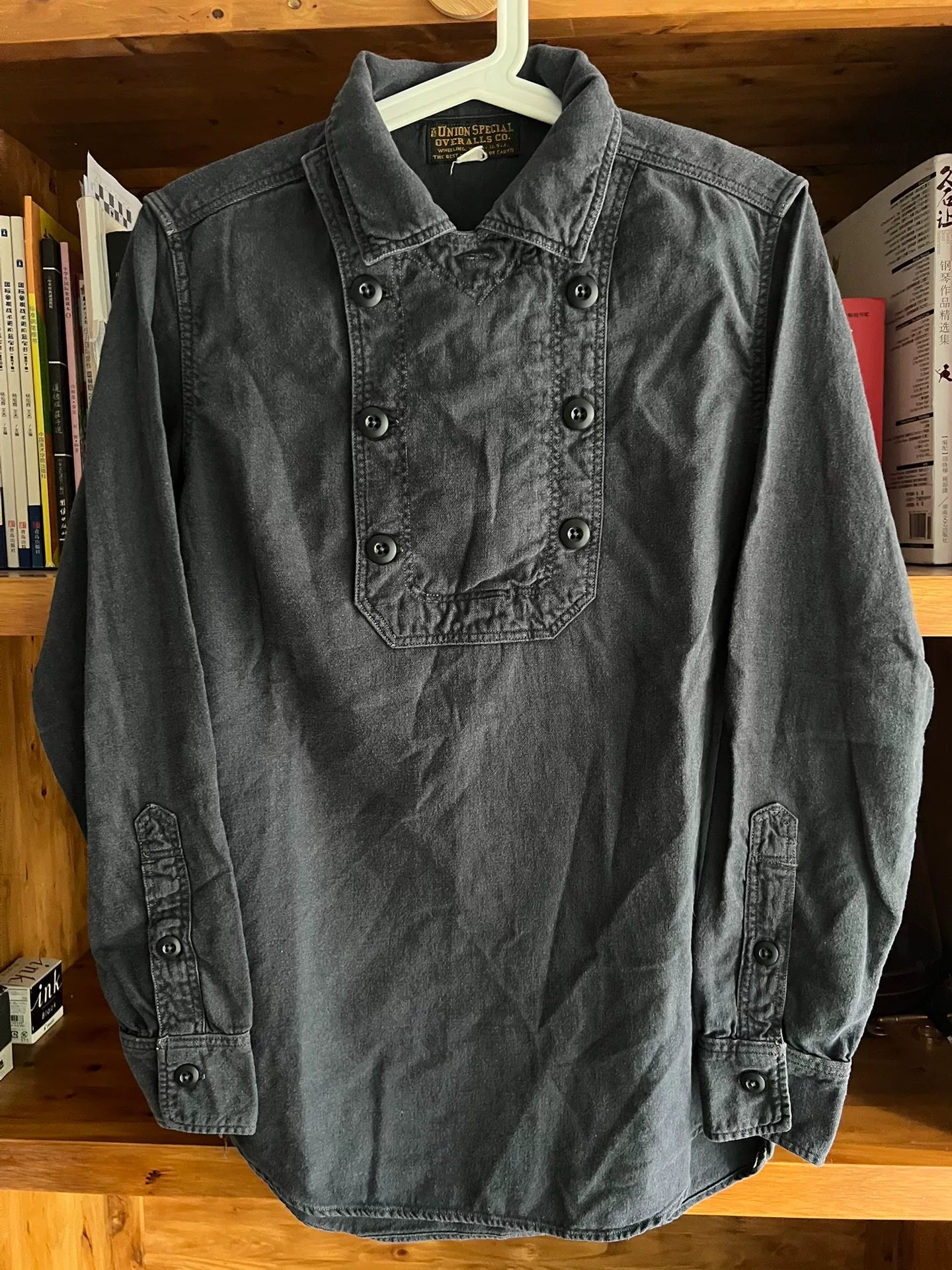 vintage gray-blue military shirt by freewheelers