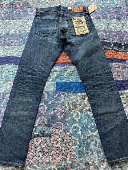 rrl slim fit distressed denim jeans