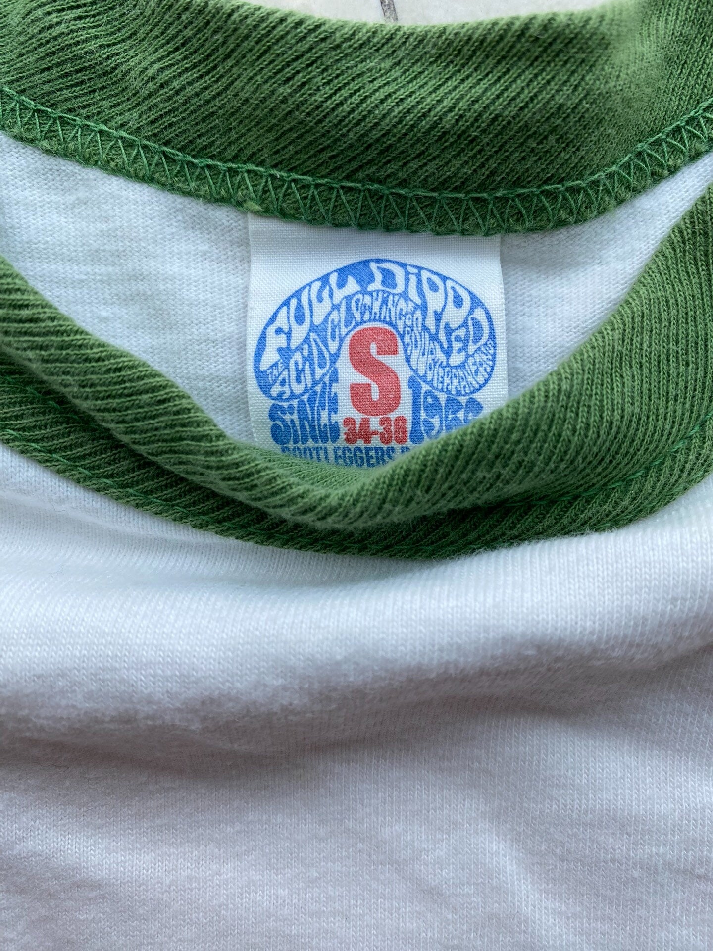 vintage green and white peace tee