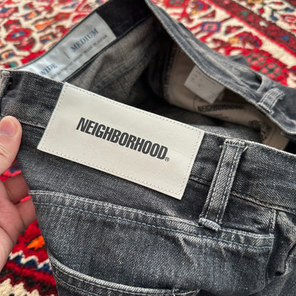 Neighborhood 24AW Washed Wide Jeans Black