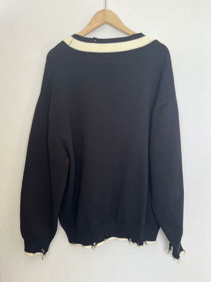 Beams Black V-Neck Knit Cardigan