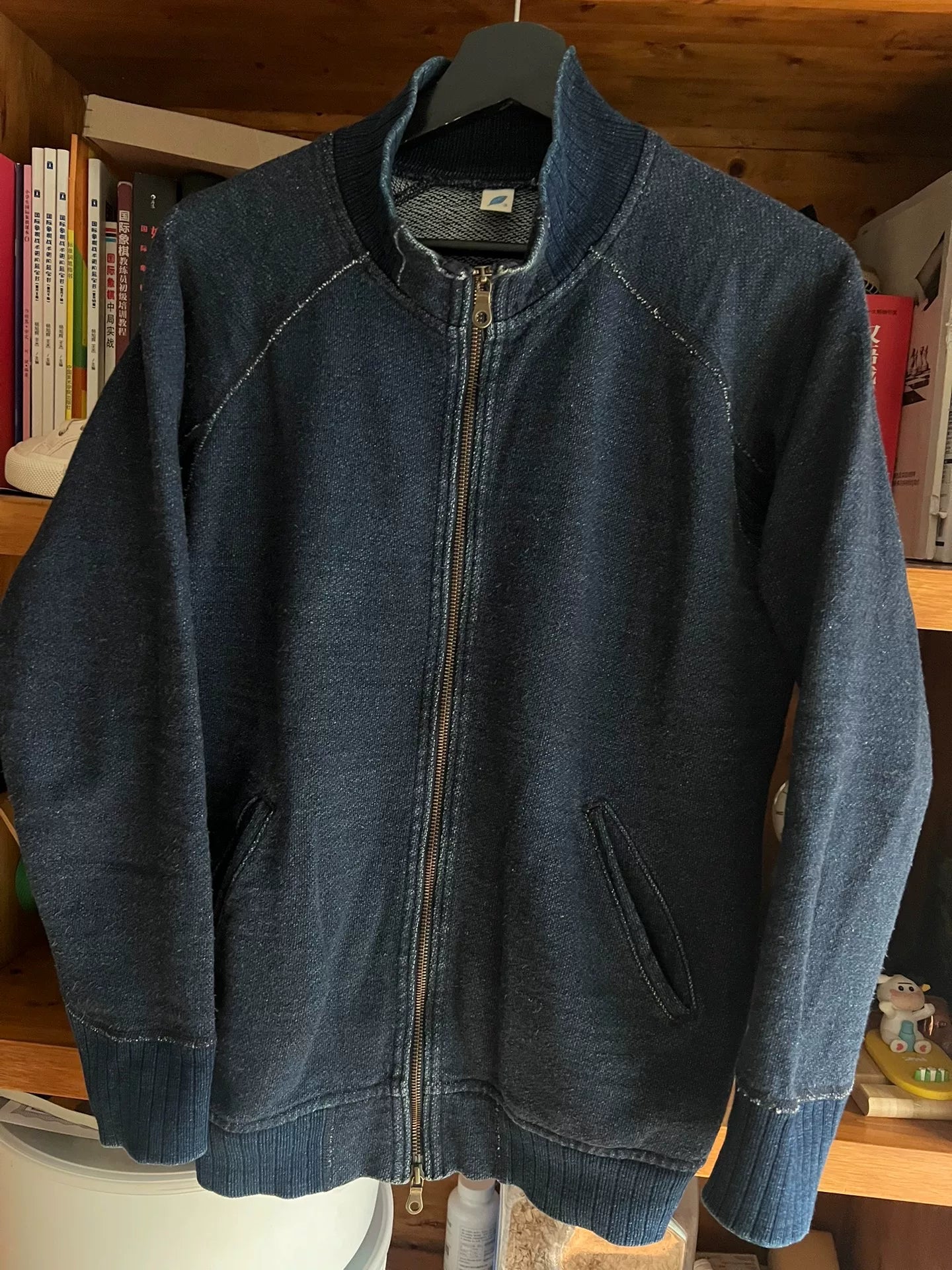 pure blue japan indigo dyed sweatshirt jacket