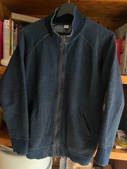 pure blue japan indigo dyed sweatshirt jacket