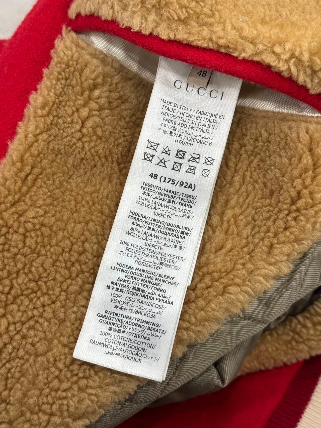 gucci wool baseball jacket with cat design