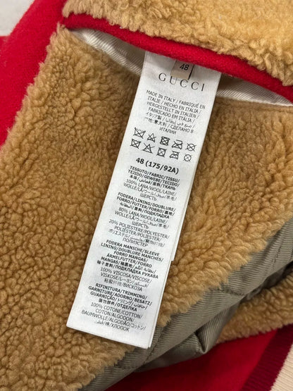 gucci wool baseball jacket with cat design