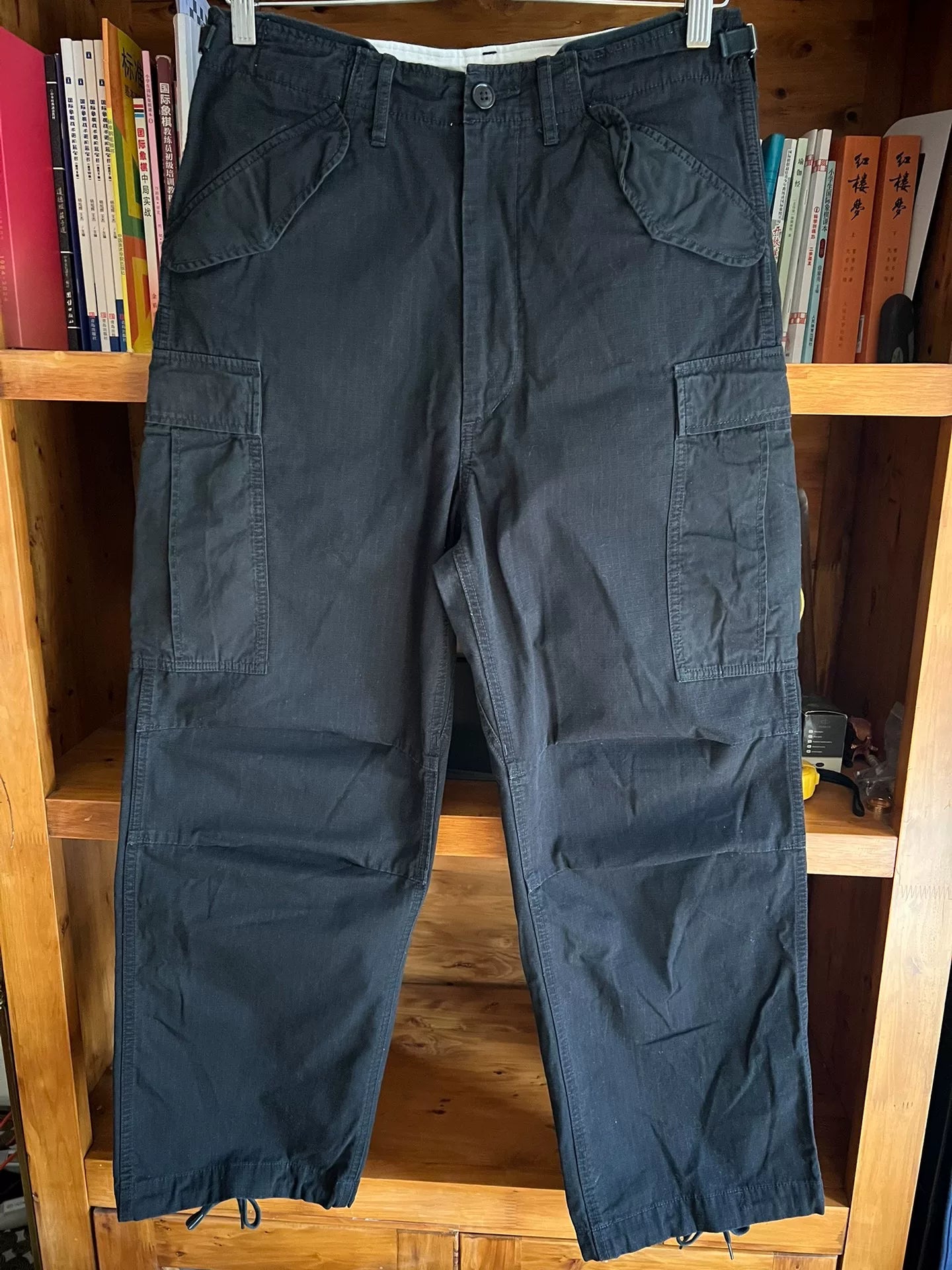 black military cargo pants with great details