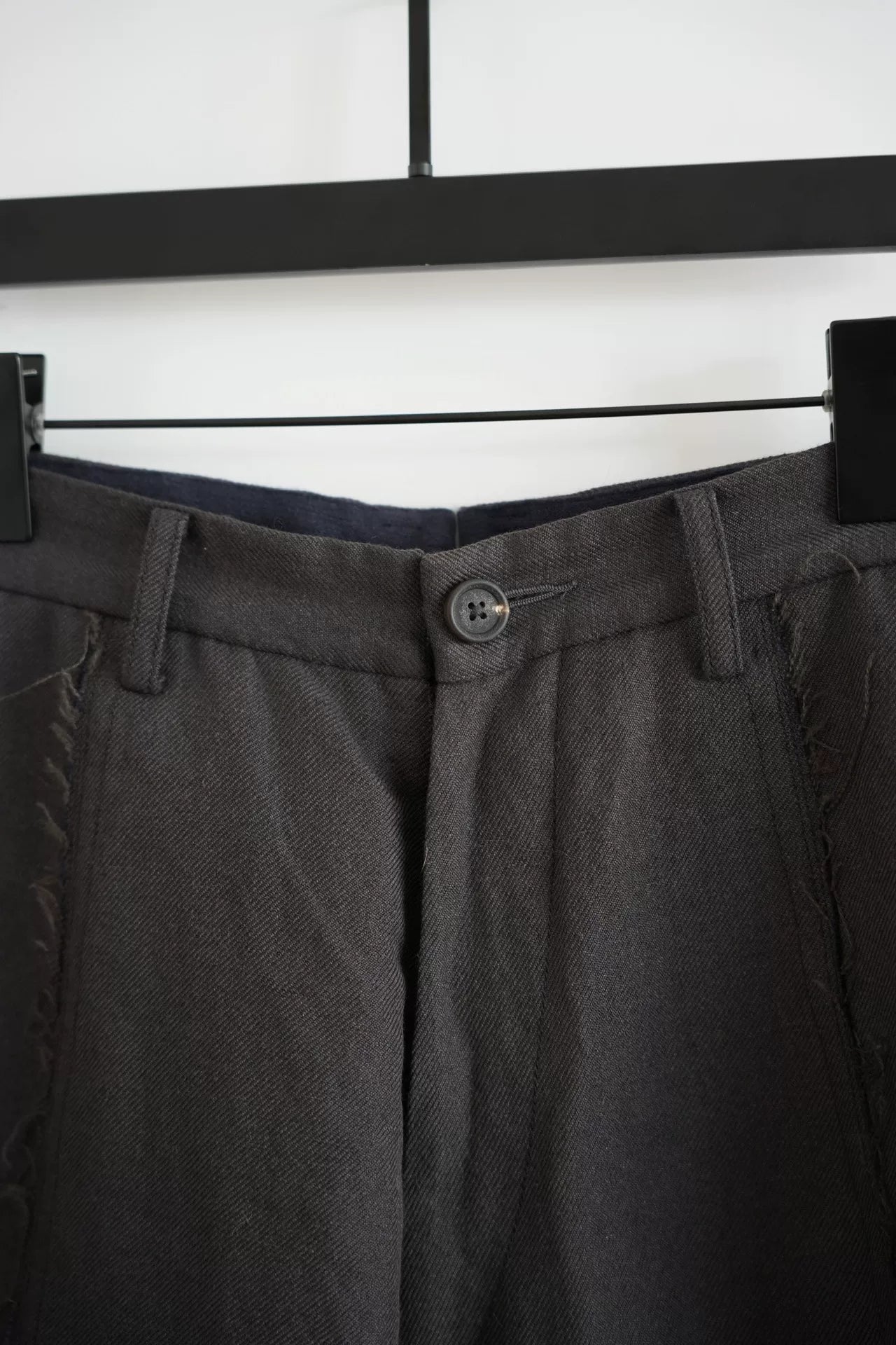 ziggy chen gray wool-linen cropped pants