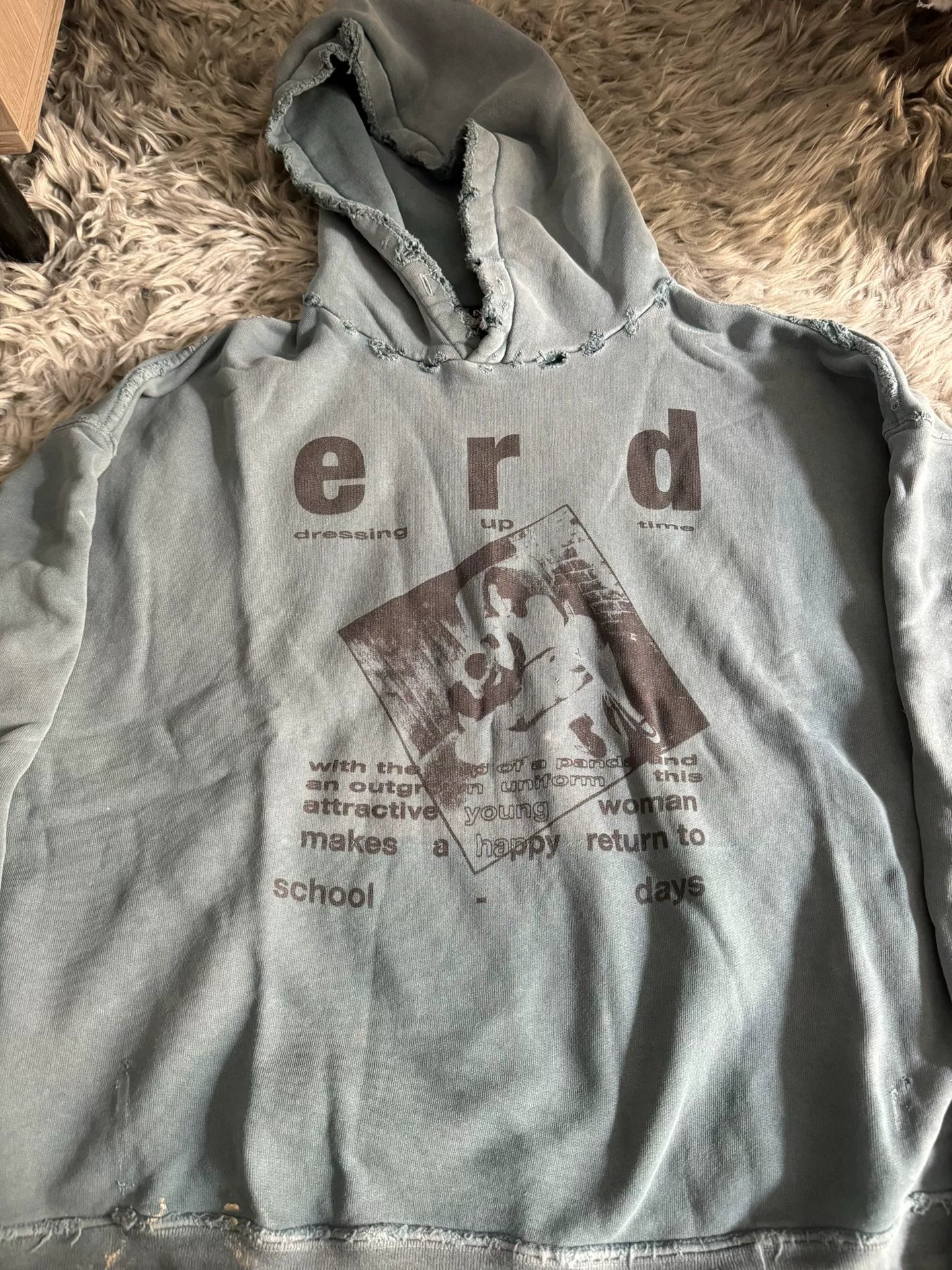 ERD 23FW Blue Washed School Illustration Hoodie