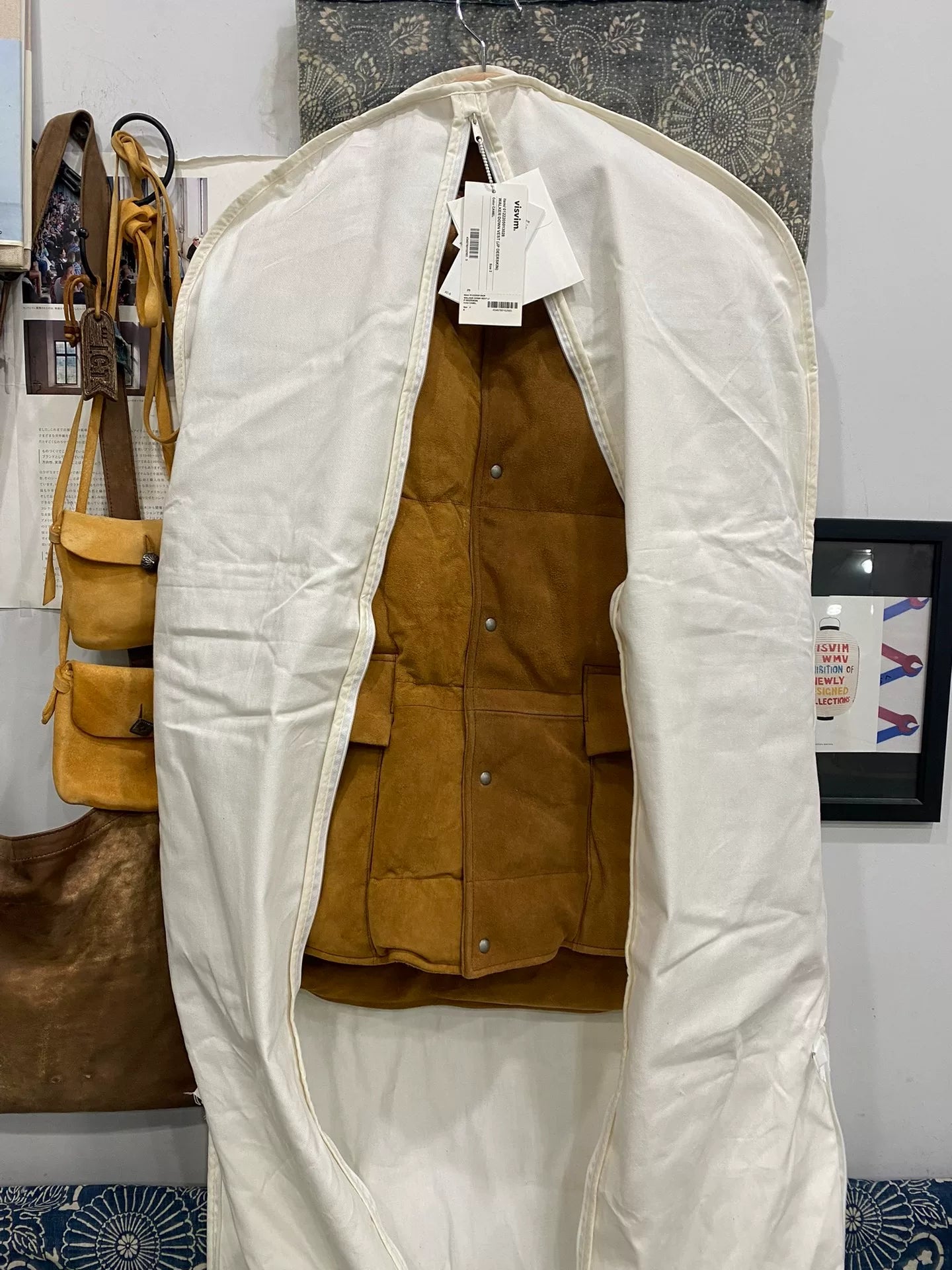 VISVIM Walker Down Vest in Camel Color