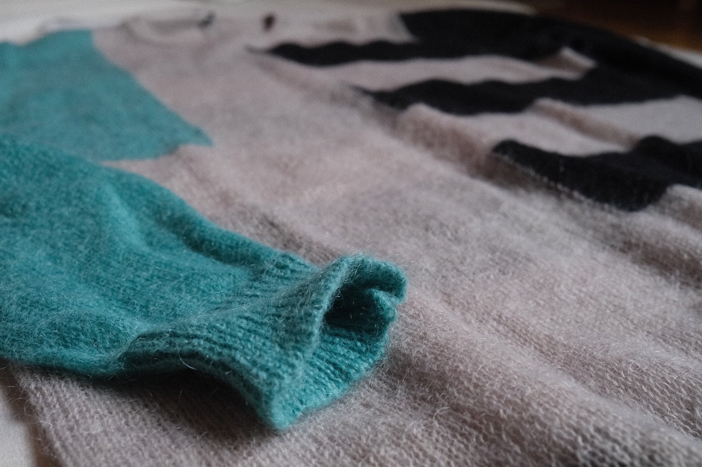 Rick Owens Colorblock Mohair Wool Sweater