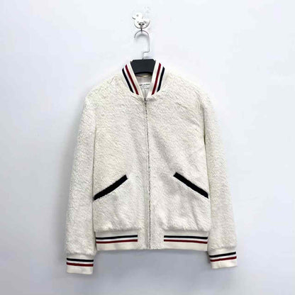 Saint Laurent White Teddy Baseball Jacket