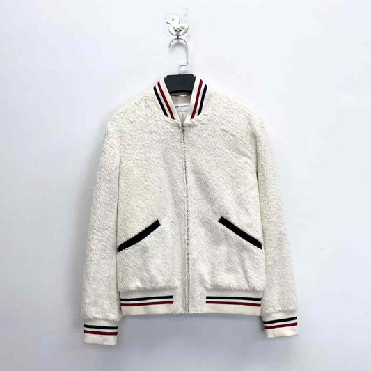 Saint Laurent White Teddy Baseball Jacket