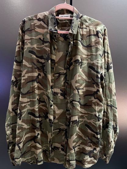 SAINT LAURENT Camouflage Button-Front Shirt